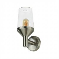 Außenwandleuchte Edelstahl Glas H: 29 cm IP44 E27