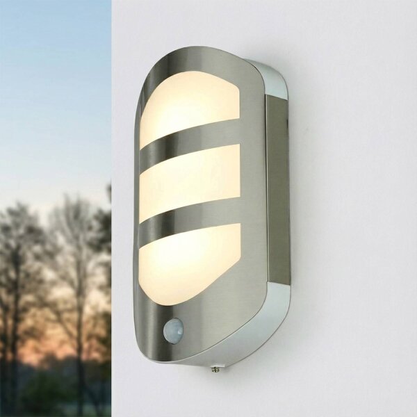 LED Wandleuchte mit Bewegungsmelder Edelstahl IP54 außen
