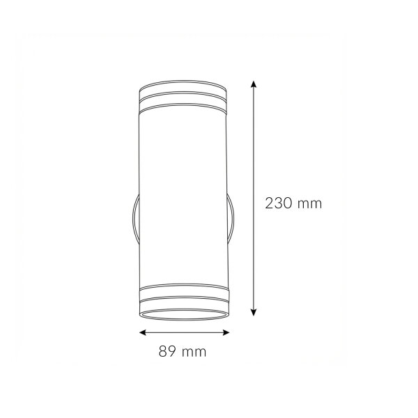 Außenlampe Wand Edelstahl 23 cm hoch IP44 GU10 LED