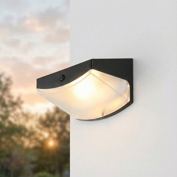 LED Solarleuchte Bewegungsmelder Schwarz 3000 K B: 10,6 cm