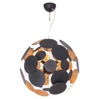 Hängeleuchte rund D: 50 cm H: max. 120 cm Schwarz Gold