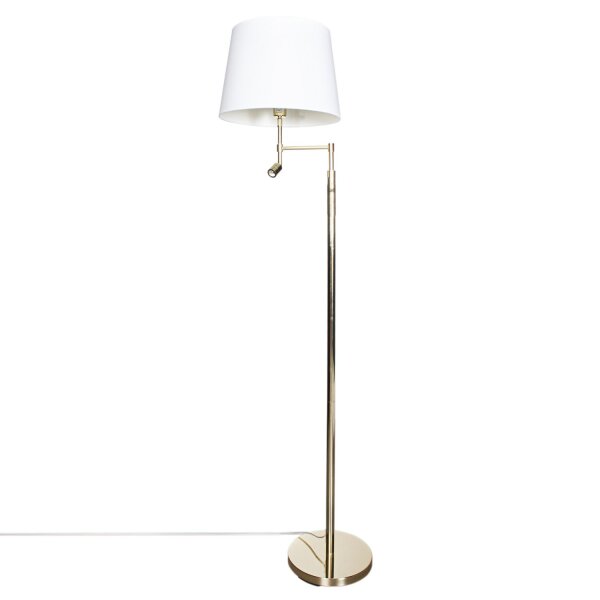 Stehlampe mit Leselampe 157 cm E27 + LED Messing Weiß