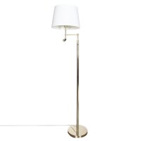 Stehlampe mit Leselampe 157 cm E27 + LED Messing Weiß