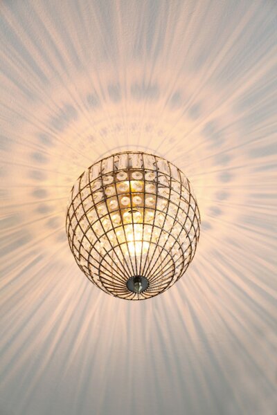 Deckenlampe Kristall Metall B: 30 cm in Messing Antik E27