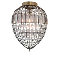 Deckenlampe Kristall Metall B: 30 cm in Messing Antik E27