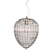 Hängelampe Kristall 30 cm breit in Messing Antik E27