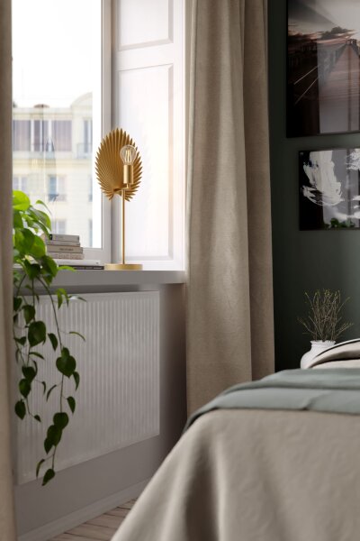 Tischleuchte Metall 55 cm hoch in Gold matt für E27