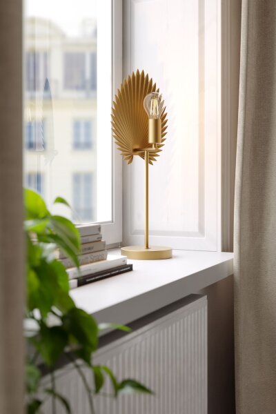Tischleuchte Metall 55 cm hoch in Gold matt für E27