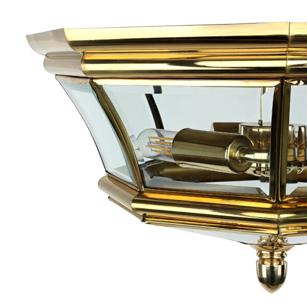 Deckenleuchte für Außen Messing Glas IP44 Vintage