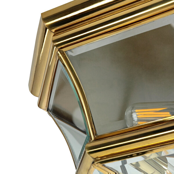 Deckenleuchte für Außen Messing Glas IP44 Vintage