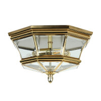 Deckenleuchte für Außen Messing Glas IP44 Vintage