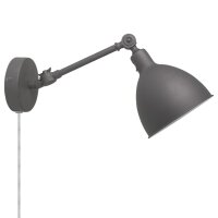 Wandlampe mit Schalter Kabel Metall verstellbar Grau...