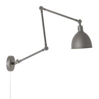 Leselampe Wand mit Stecker Metall Gelenkarm Grau