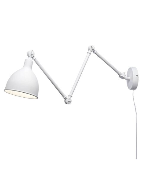 Wandlampe mit Stecker und Kabel Metall Weiß verstellbar