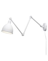 Wandlampe mit Stecker und Kabel Metall Weiß...