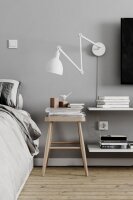 Wandlampe mit Stecker und Kabel Metall Weiß...