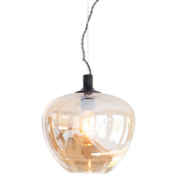 Pendelleuchte Rauchglas 28 cm breit E27 in Bernstein