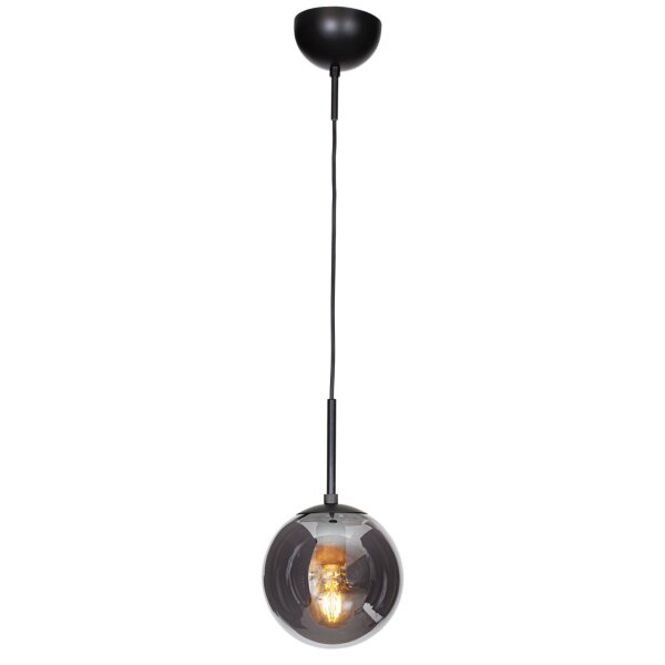 Pendelleuchte Kugelschirm Rauchglas 18 cm breit E27 Retro