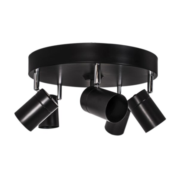 Runder Deckenspot 5-flammig GU10 Metall B: 30cm klein Schwarz