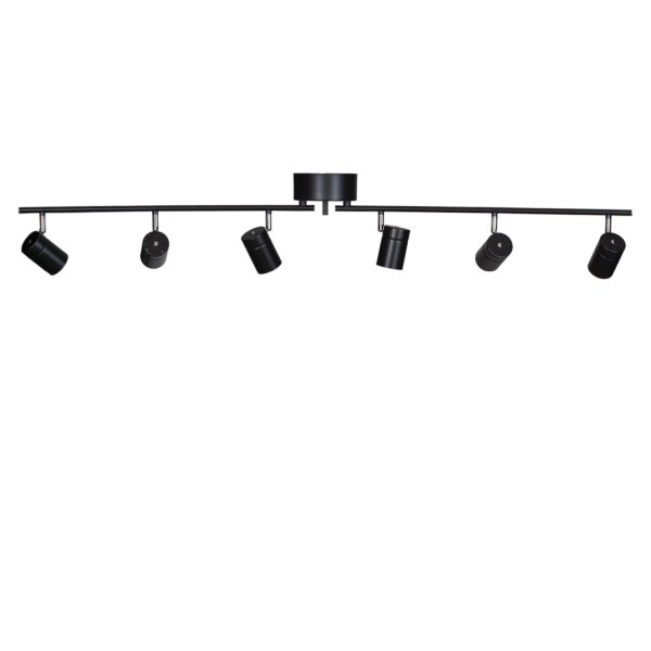 Spot Strahler groß 124 cm lang Metall GU10 6-flammig Schwarz