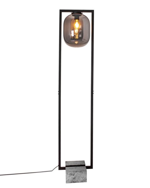 Stehleuchte Rauchglas Metall Stein 150 cm Retro Design E27