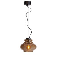 Hängelampe E27 30 cm breit Metall Rauchglas verstellbar