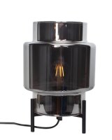 Tischlampe Dreibein 29 cm Metall Rauchglas für E27