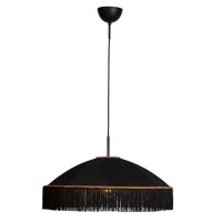 Hängelampe Stoffschirm Fransen D: 60 cm Schwarz Gold...