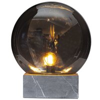 Tischleuchte Rauchglas Marmor H: 35,5 cm Grau Grau E27 Retro