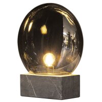 Tischleuchte Rauchglas Marmor H: 35,5 cm Grau Grau E27 Retro