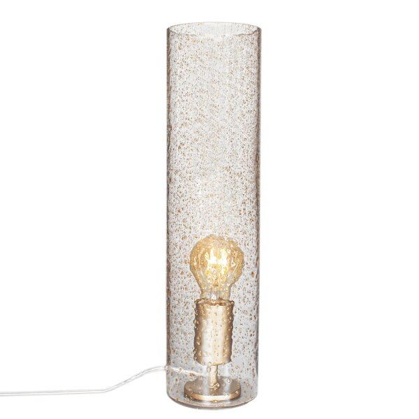 Metall Glas 40 cm hoch in Gold E27 mir Kabelschalter