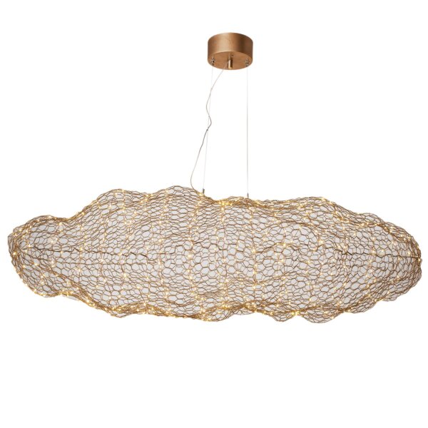 LED Hängelampe Modern 115 cm lang Draht Schirm in Gold