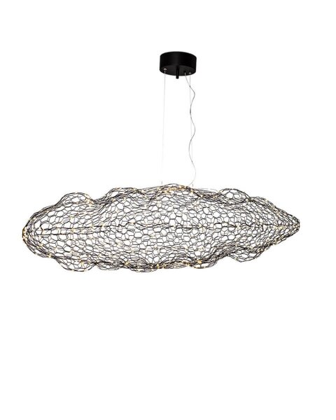 LED Pendelleuchte Metall Schwarz 76 cm breit Draht Schirm