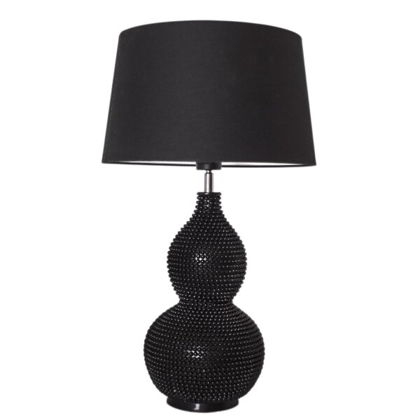 Tischleuchte Schwarz 56,5 cm hoch E27 Metall Stoff Modern