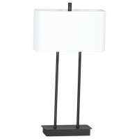 Tischlampe E27 56 cm Schwarz Weiß eckig Stoff Metall
