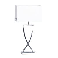 Nachttischlampe Metall Stoff 52 cm Chrom Weiß E27
