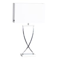Tischlampe Chrom Weiß Metall Stoff E27 69 cm hoch