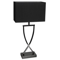 Tischlampe Metall Stoff 52 cm Schwarz-Chrom Schwarz E27