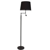 Stehlampe mit Leselampe 157 cm Schwarz Stoff Metall E27 +...
