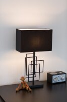 Tischlampe Schwarz Metall Stoff 52 cm E27 Modern