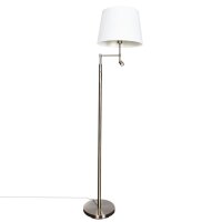 Stehleuchte mit Leselampe 157 cm Messing antik Weiß...