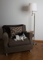 Stehleuchte mit Leselampe 157 cm Messing antik Weiß...