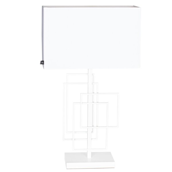 Nachttischlampe Stoff Metall E27 69 cm hoch Weiß Modern