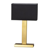 Beistelllampe Metall Stoff 47 cm E27 eckig in Messing...