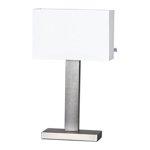 Tischlampe Stoff Metall E27 47 cm in Silber matt Weiß