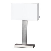 Tischlampe Stoff Metall E27 47 cm in Silber matt Weiß