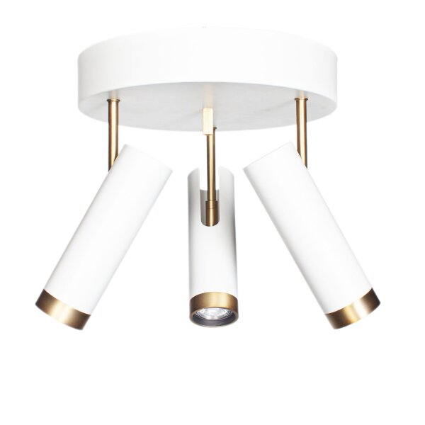 Deckenstrahler Weiß Gold B: 30 cm klein 3-flammig GU10