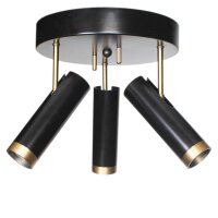 Deckenstrahler rund 3-flammig GU10 B: 30 cm Schwarz Gold