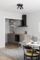 Deckenstrahler rund 3-flammig GU10 B: 30 cm Schwarz Gold