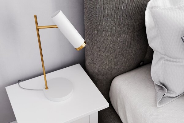 Schreibtischlampe Weiß Gold 49 cm hoch GU10 verstellbar